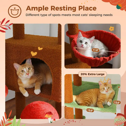 Cat furniture with cats resting, highlighting ample resting space for pets.