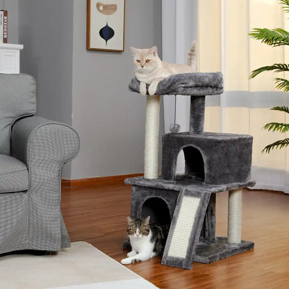 Plush Double Condo Cat Tree with Perch 33" - Two Colors
