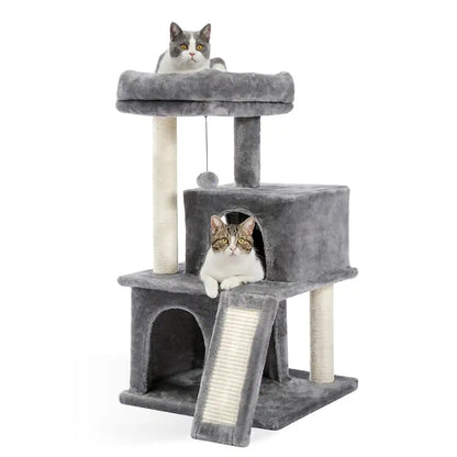 Plush Double Condo Cat Tree with Perch 33" - Two Colors